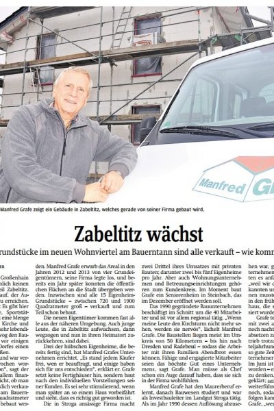 „Zabeltitz wächst“, SZ vom 30.10.16