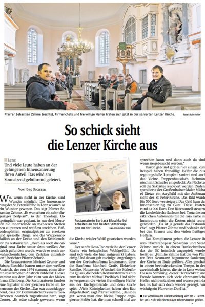 „So schick sieht die Lenzer Kirche aus“, SZ vom 03.12.17