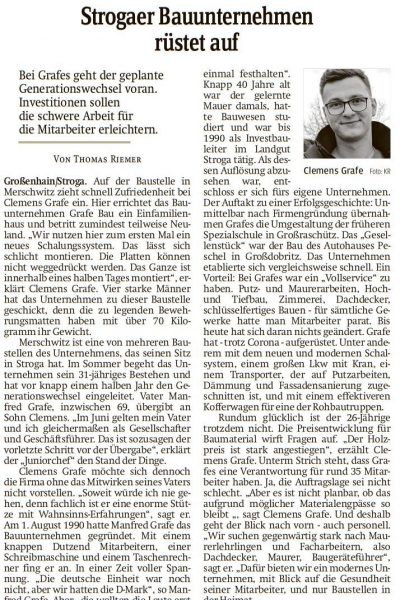 „Strogaer Bauunternehmen rüstet auf“, SZ vom 18.03.21