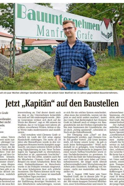 „Jetzt Kapitän auf den Baustellen“, SZ vom 18.08.21
