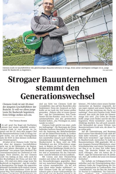 "Strogaer Bauunternehmen stemmt den Generationswechsel", SZ vom 31.07.2023